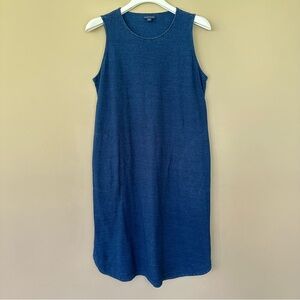 Pure Jill Indigo Midi Dress Women Small Petite Pockets Tank Cotton Casual Luxury